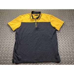 Zara Polo Shirt Adult 2XL XXL Black Yellow Zip Up Casual Preppy Rugby Golf Men's
